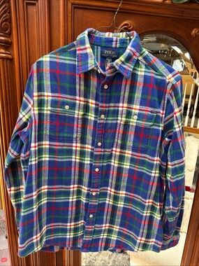Polo by Ralph Lauren Blue Red Green Plaid Button-Down Shirt